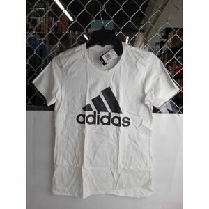 NWT adidas Men's White T-Shirt with Black Logo, Size Small S/P